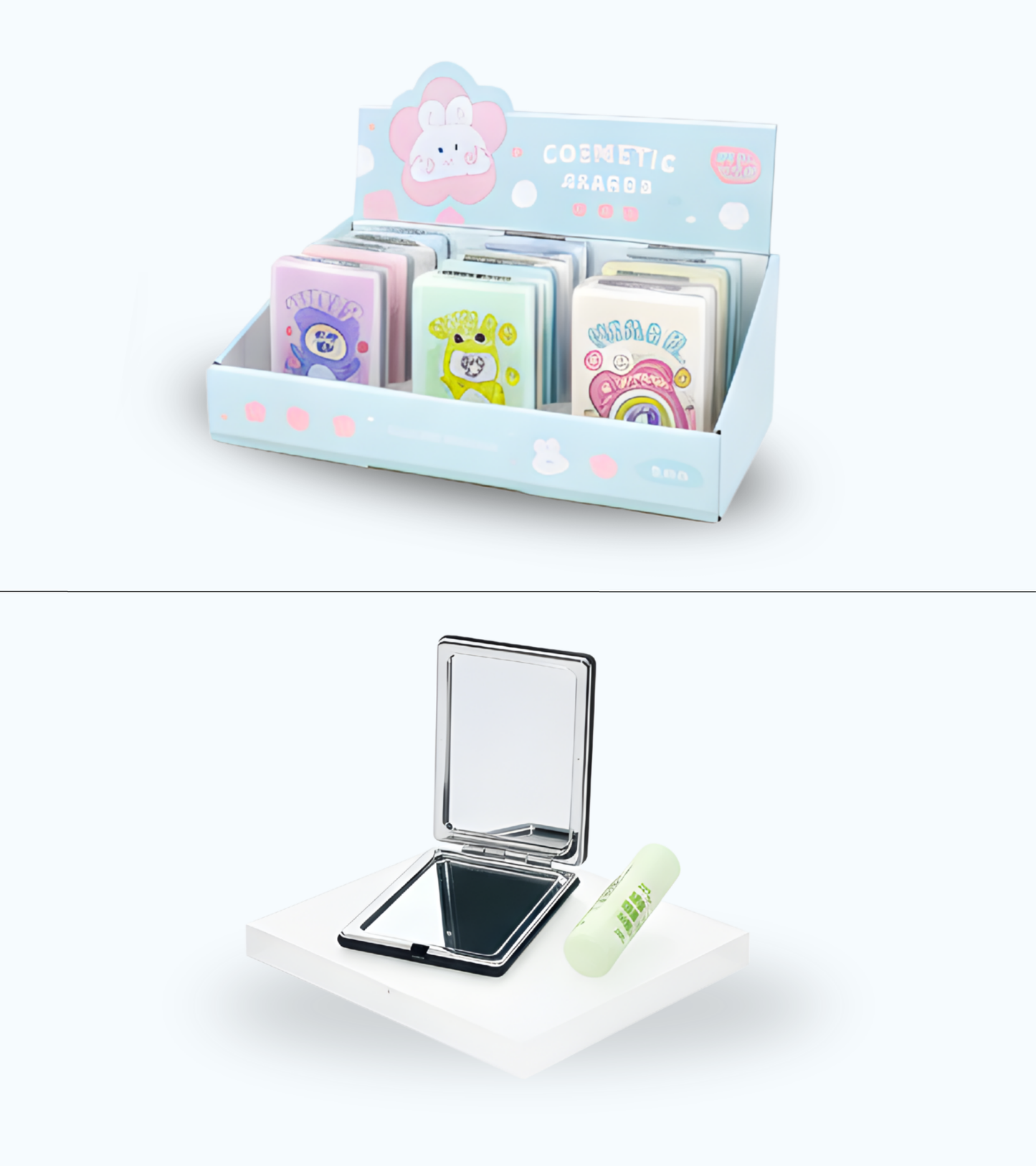 Miroir de Maquillage Double Face | Grossissant 2x | Différents Designs