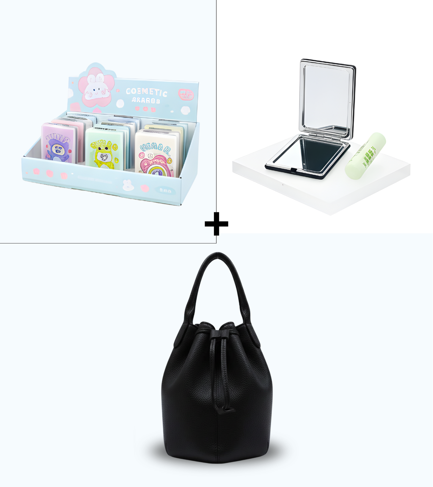 Ensemble Sac Noir + Miroir Premium | Accessoires Femme Active