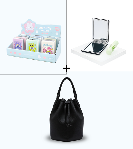 Ensemble Sac Noir + Miroir Premium | Accessoires Femme Active