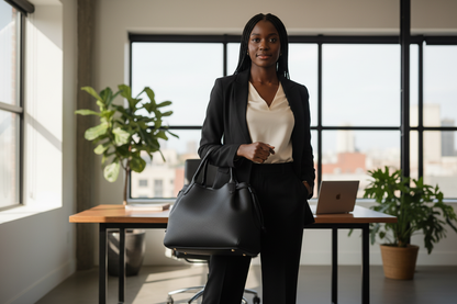 Femme professionnelle avec sac noir