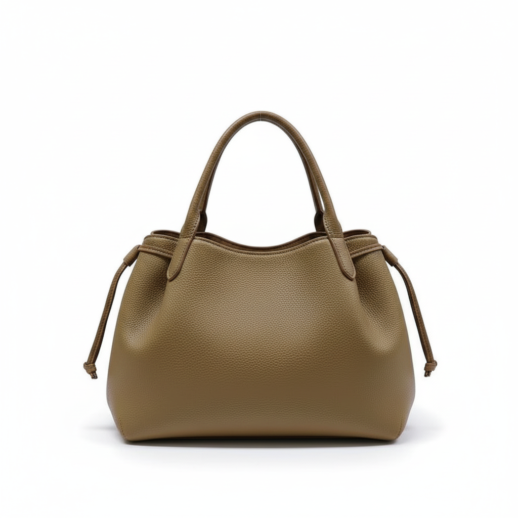 Sac brun vue face fond blanc