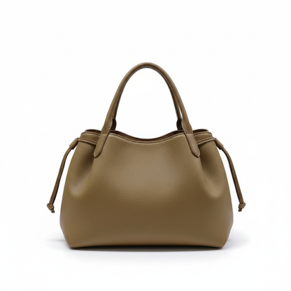 Sac brun vue face fond blanc