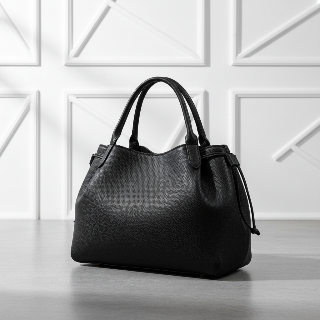 Sac noir fond blanc géométrique