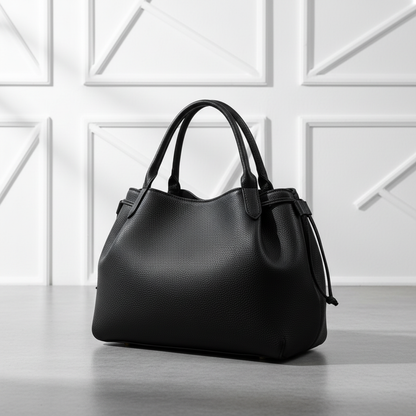 Sac noir fond blanc géométrique