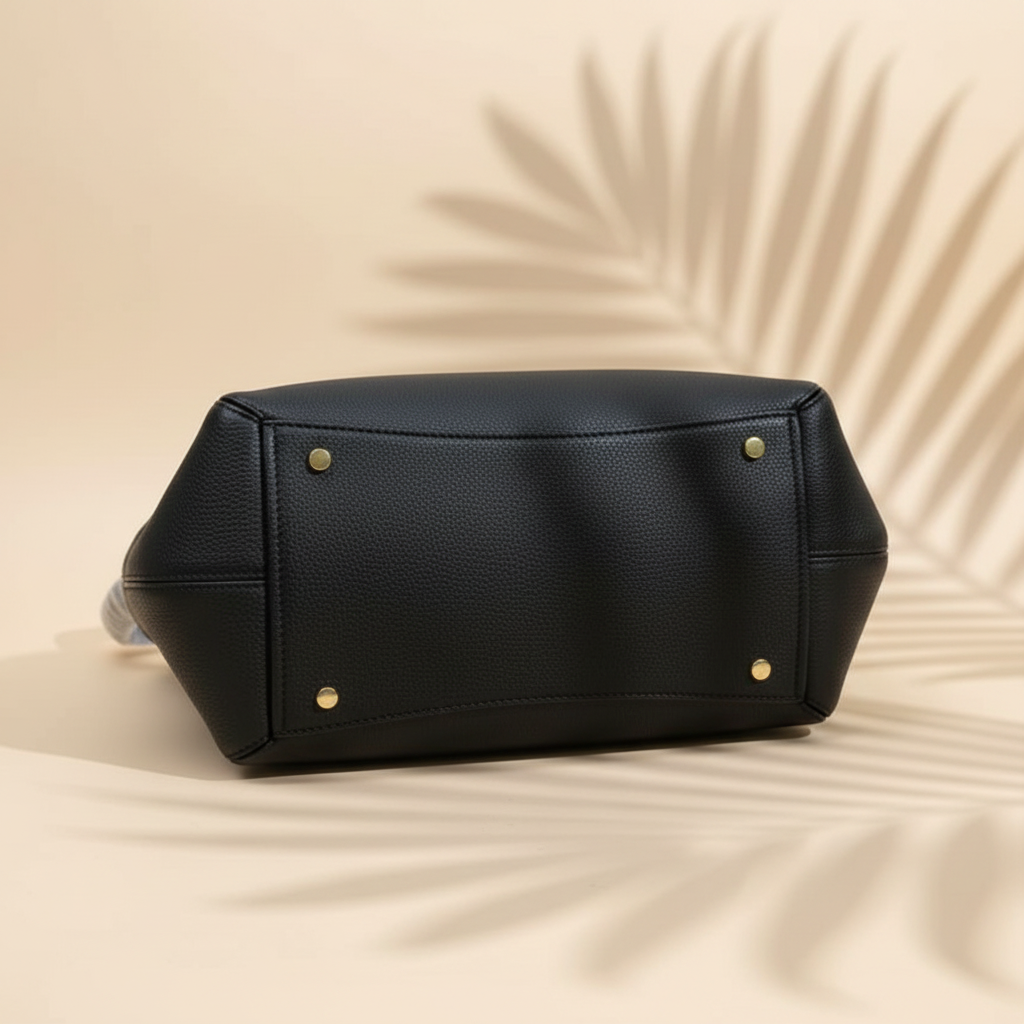 Sac noir fond crème avec ombres