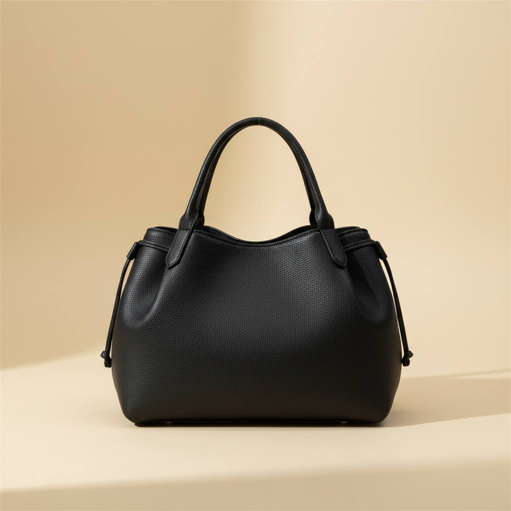 Sac noir vue face fond crème